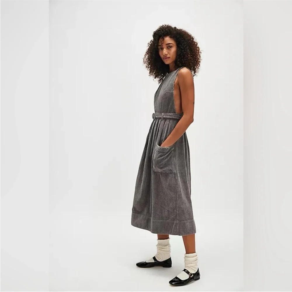 Free People The Other Side Corduroy Midi Dress